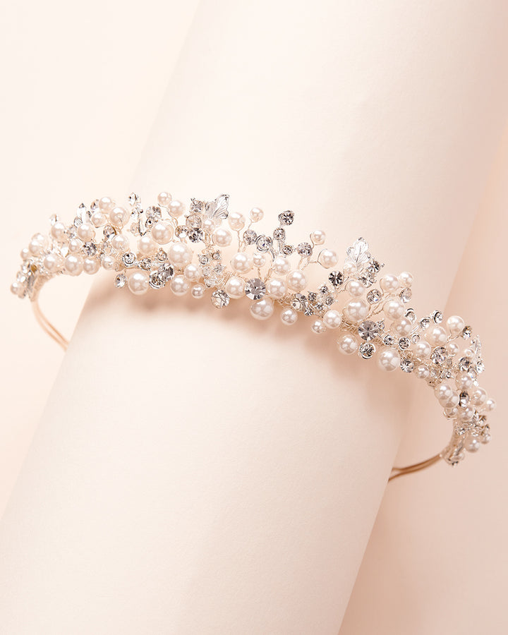 Silver Wedding Tiara Pearls