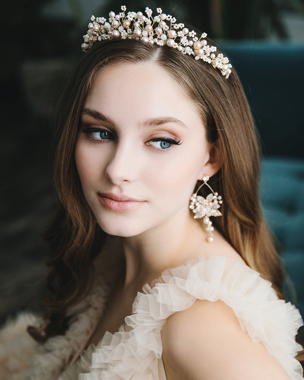 Tiara Shop Champagne & Gold Pearl Tiara - Shop Bridal Crowns | Dareth Colburn