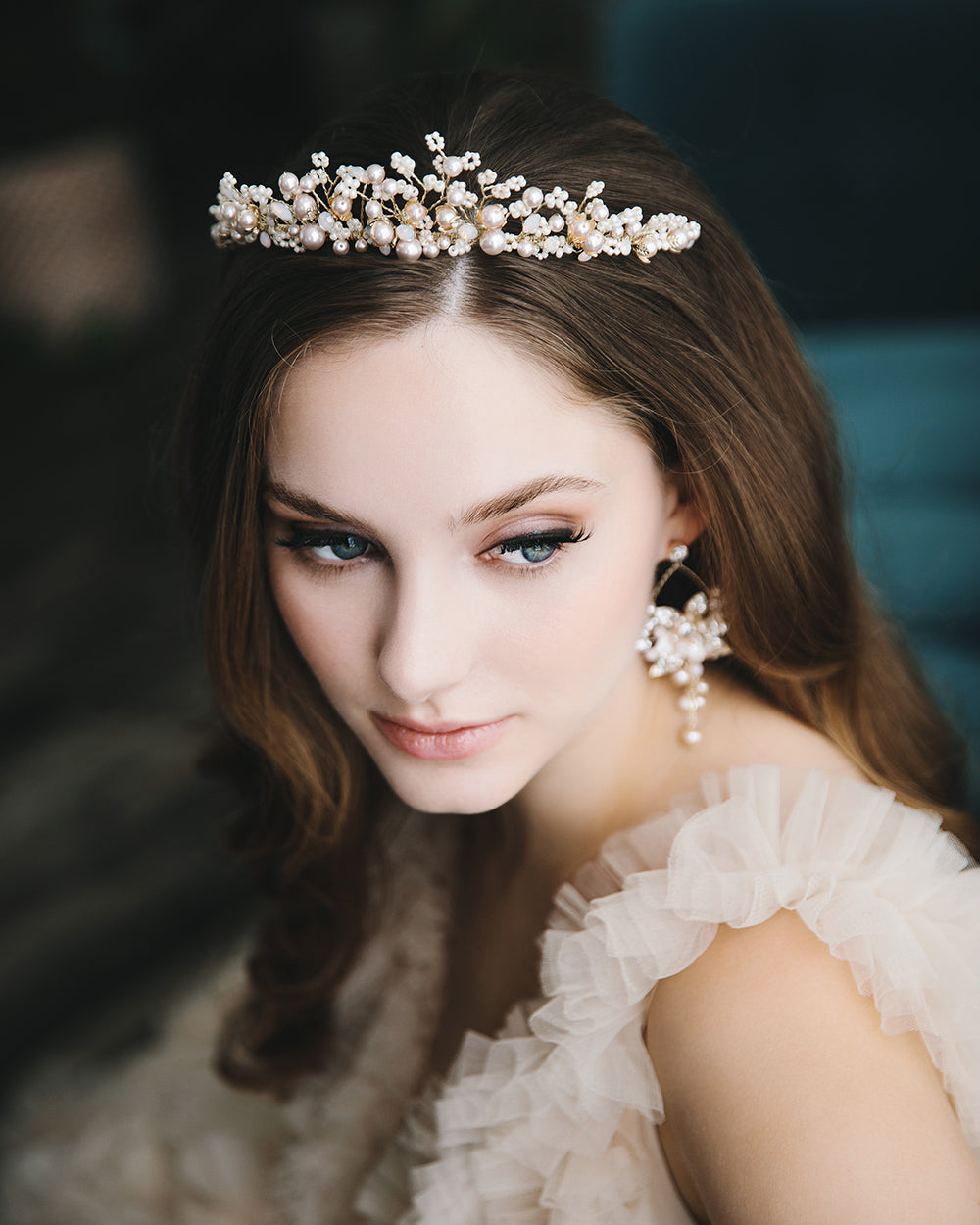 Tiara Shop Champagne & Gold Pearl Tiara - Shop Bridal Crowns | Dareth Colburn