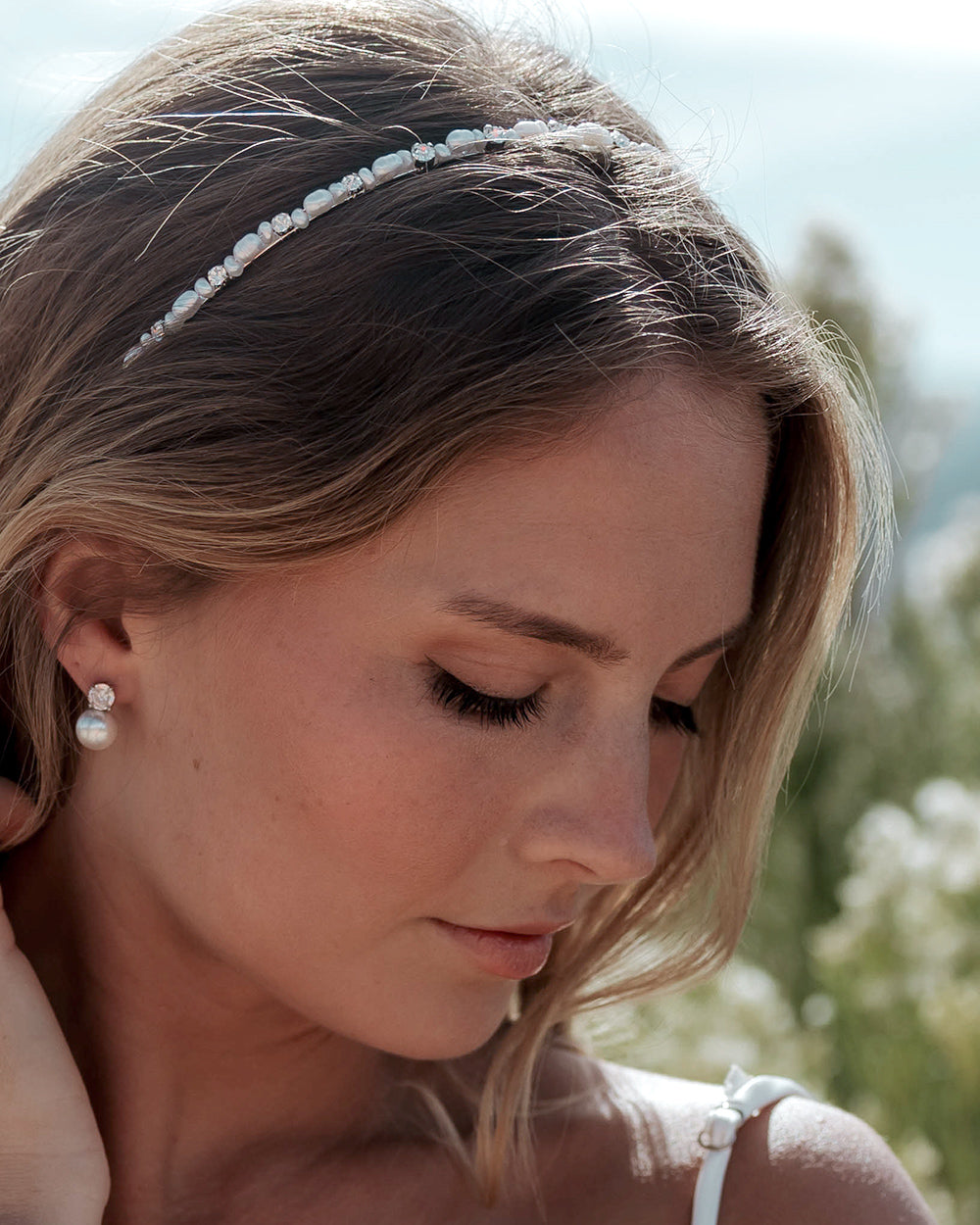 Freshwater pearl rhinestone headband