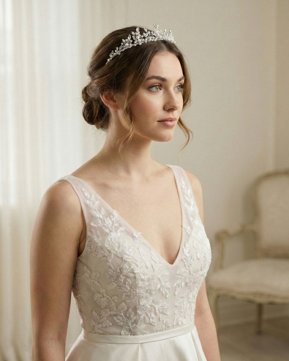 Pearl Tiara Crown for Wedding