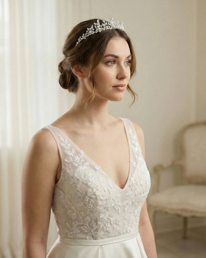Pearl Tiara Crown for Wedding