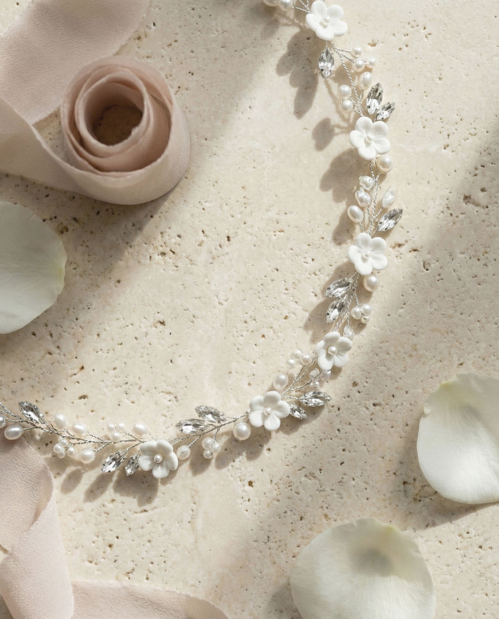 Bridal pearl hair vine