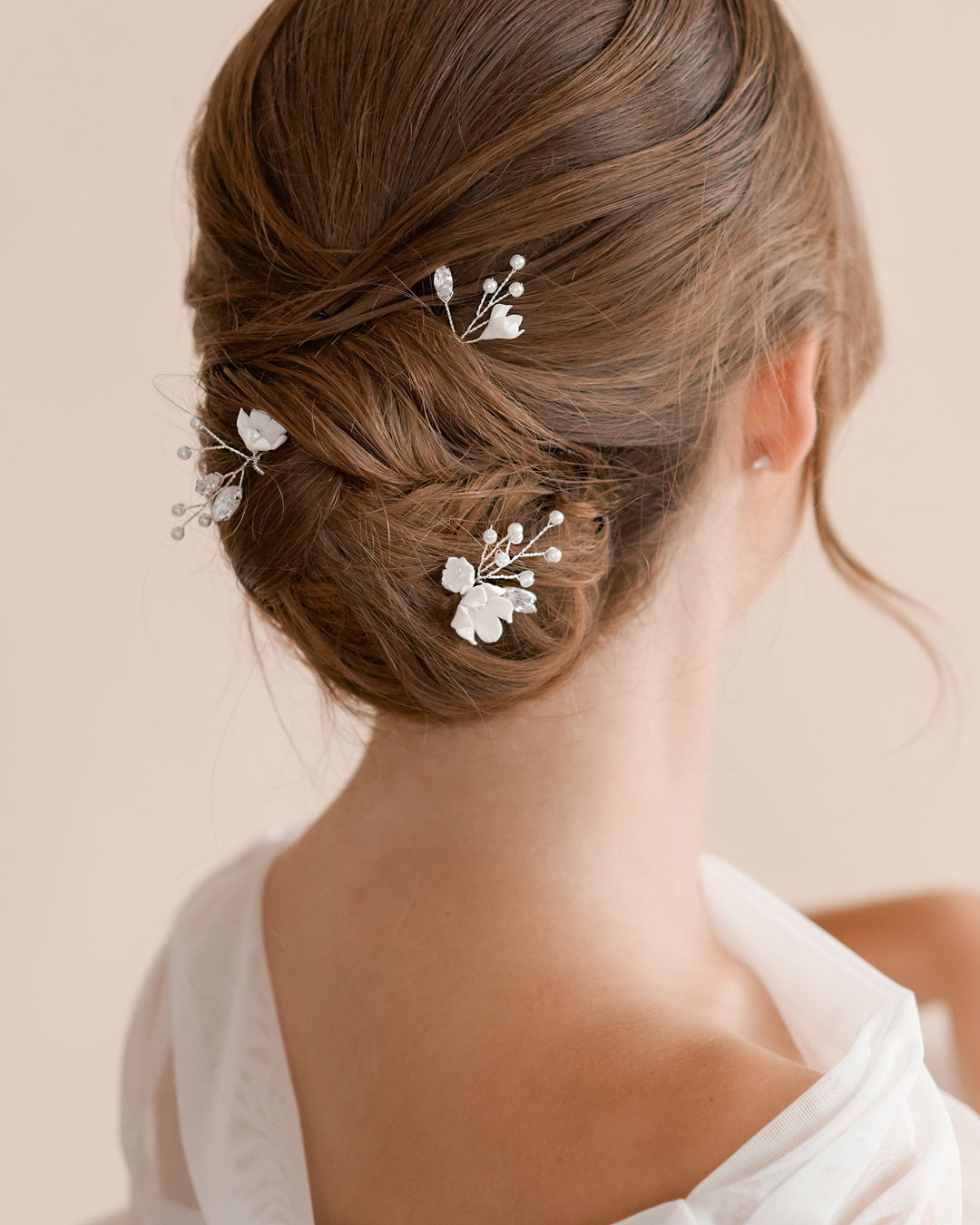 Floral Wedding Hair Pins with Pearl and CZ