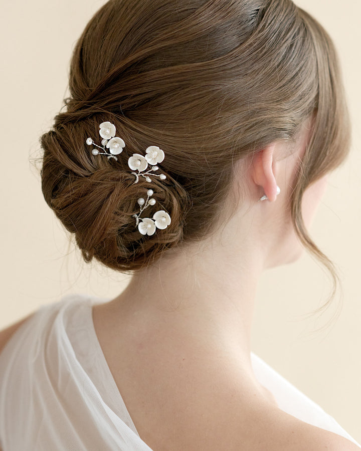 Pearl Hair Pins Floral