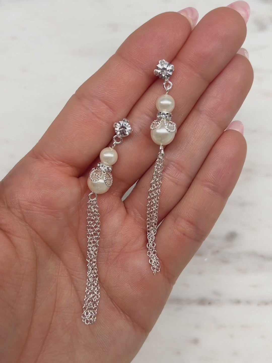 Pearl & Crystals Tassel Earrings