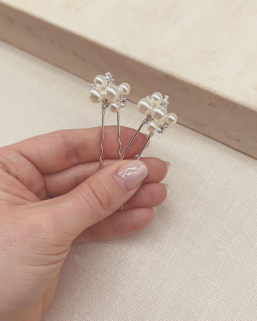 Pearl Cluster Bridal Hair Pins