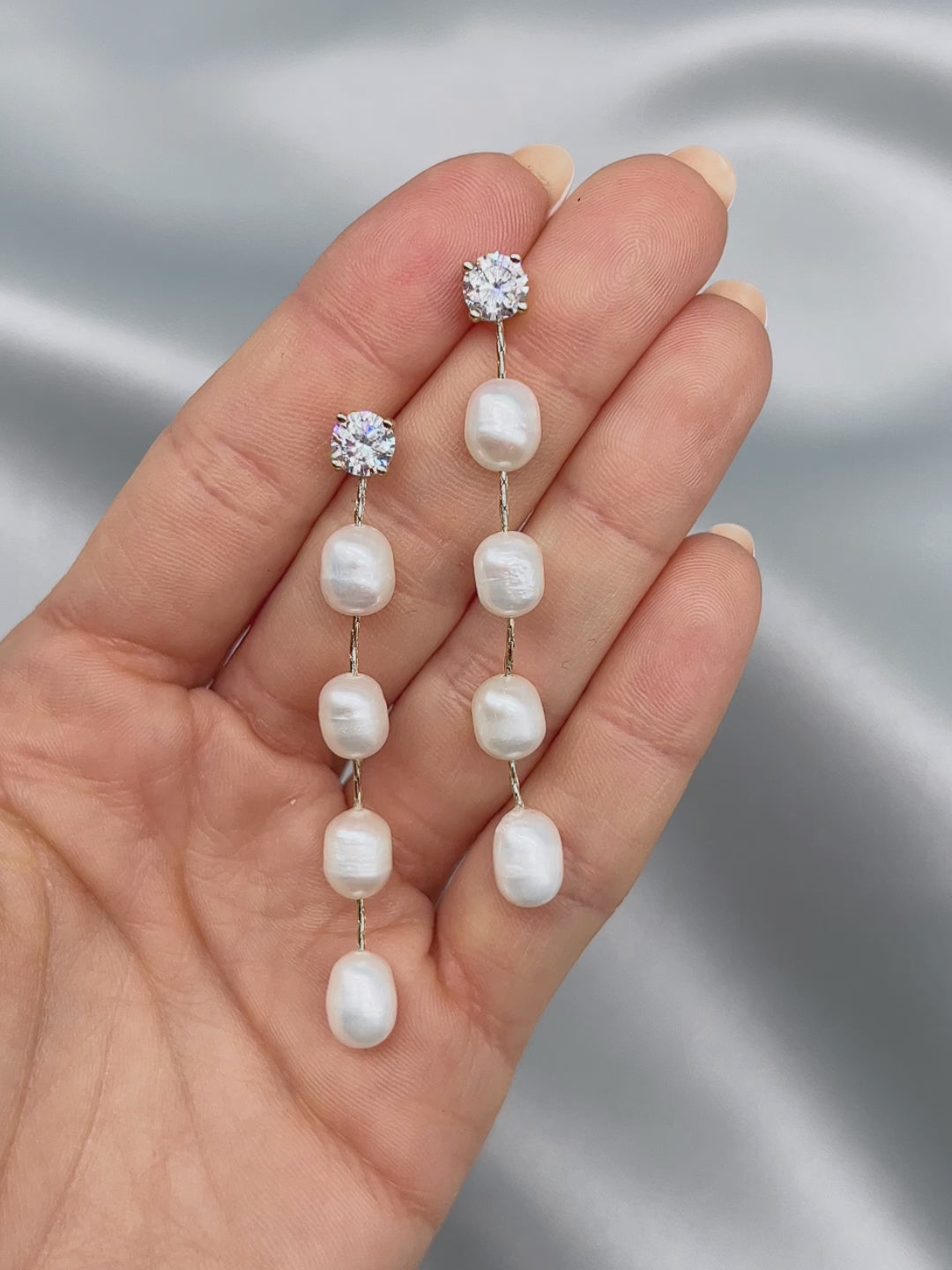 CZ & Pearl Dangle Earrings for Bride