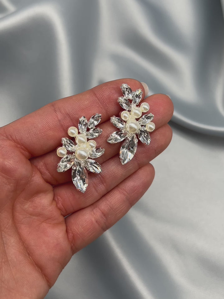 Large Pearl Cluster Stud Earrings