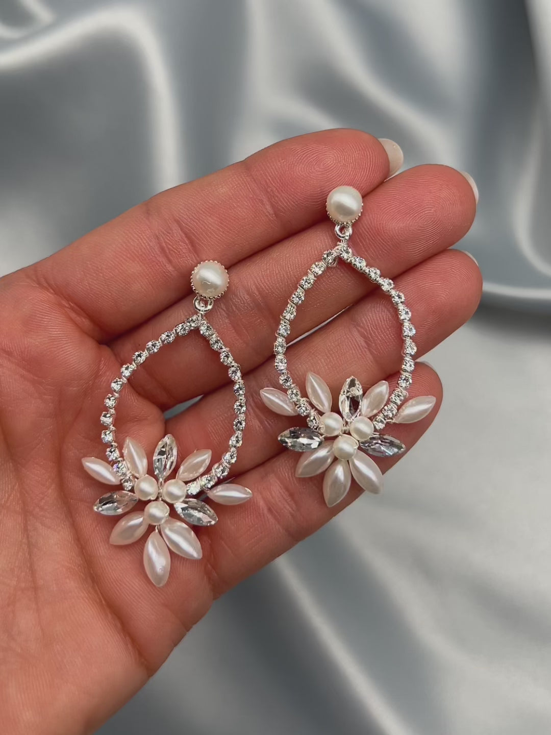 Pearl rhinestone hoop earrings