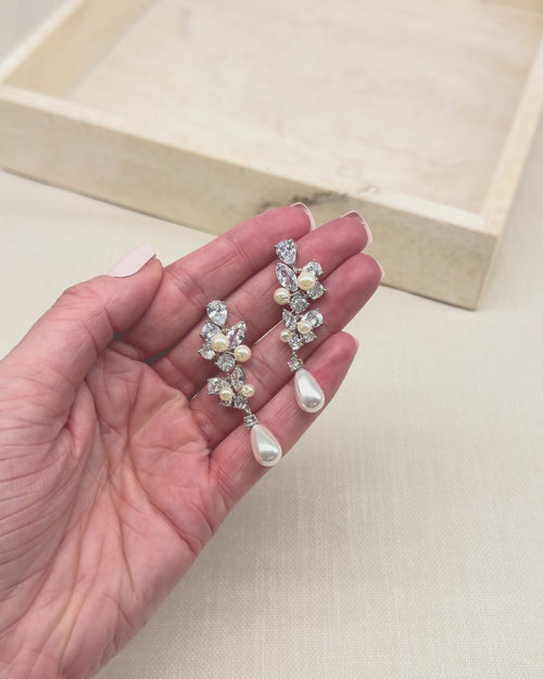 Pearl Dangle Wedding Earrings