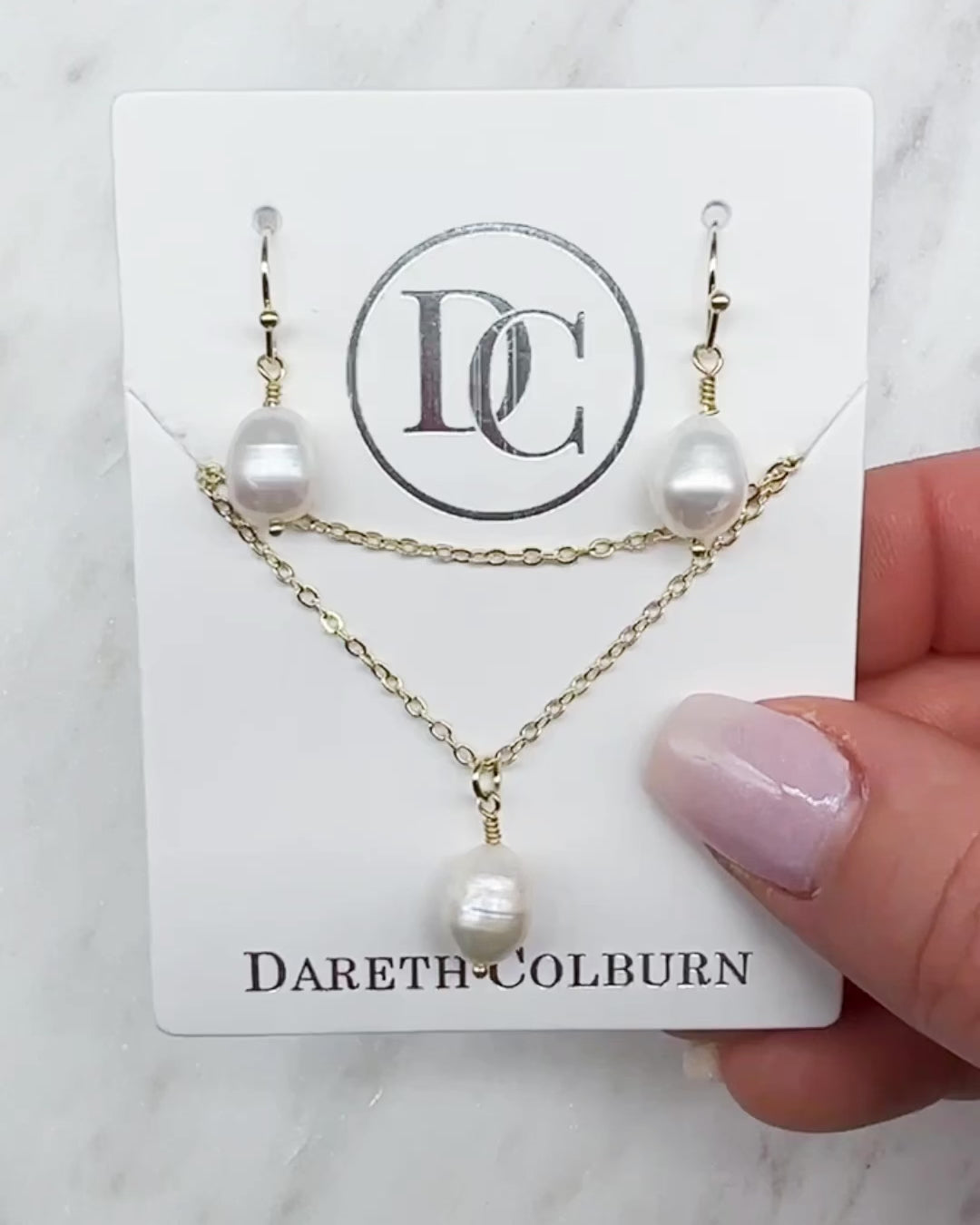 Layered Chain Pearl Drop Jewelry Set
