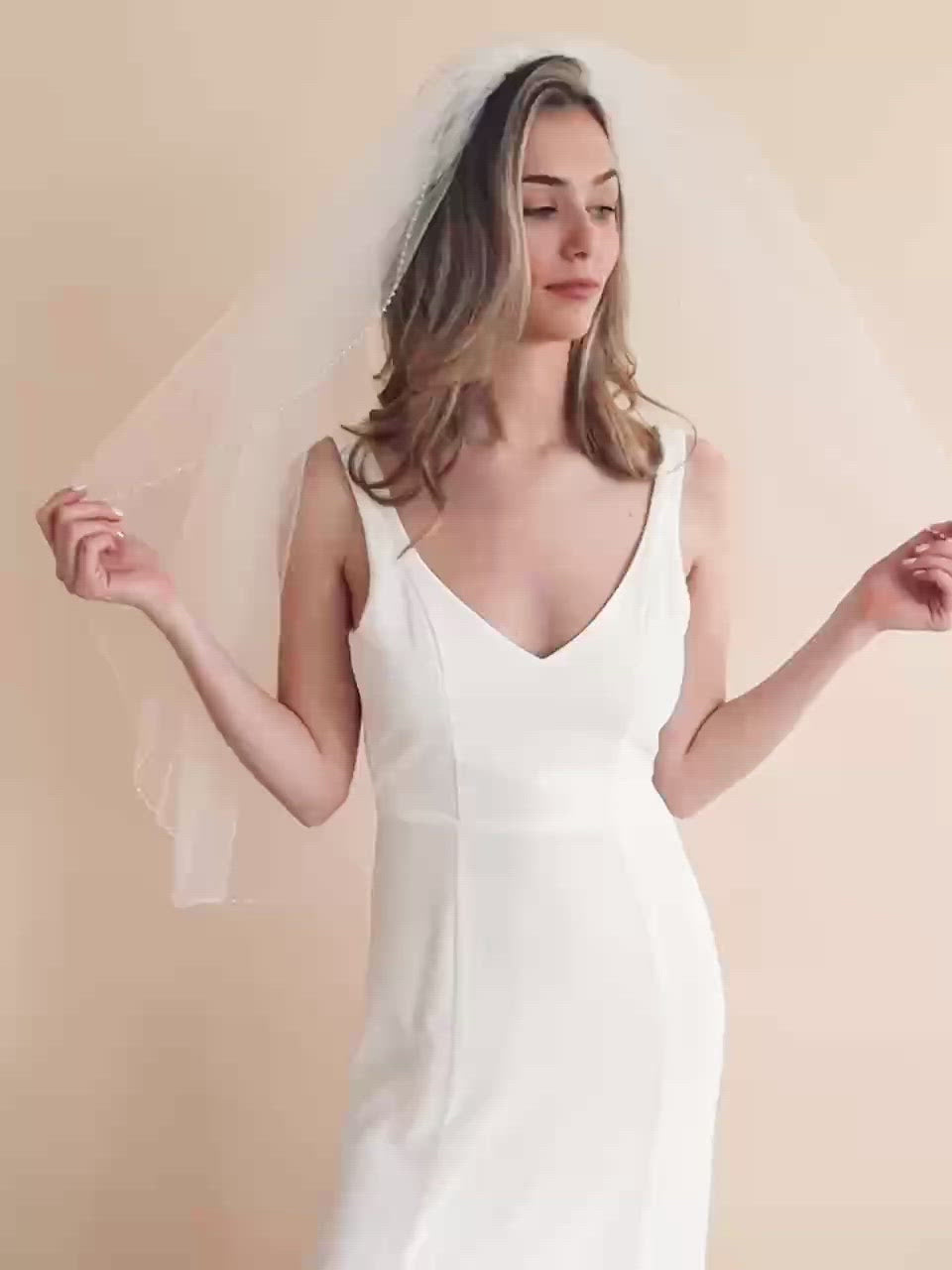 Simple Pearl Edge Wedding Veil