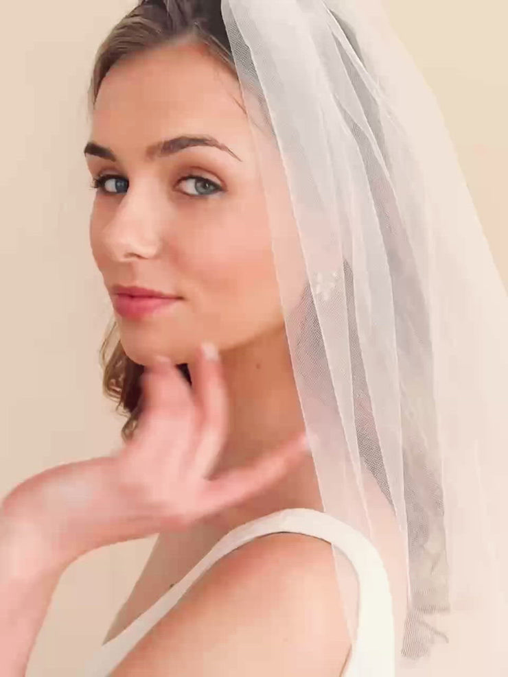 Erma Simple Cut Edge Wedding Veil - Shop Bridal Veils | Dareth Colburn Cathedral - 108 Inches / White