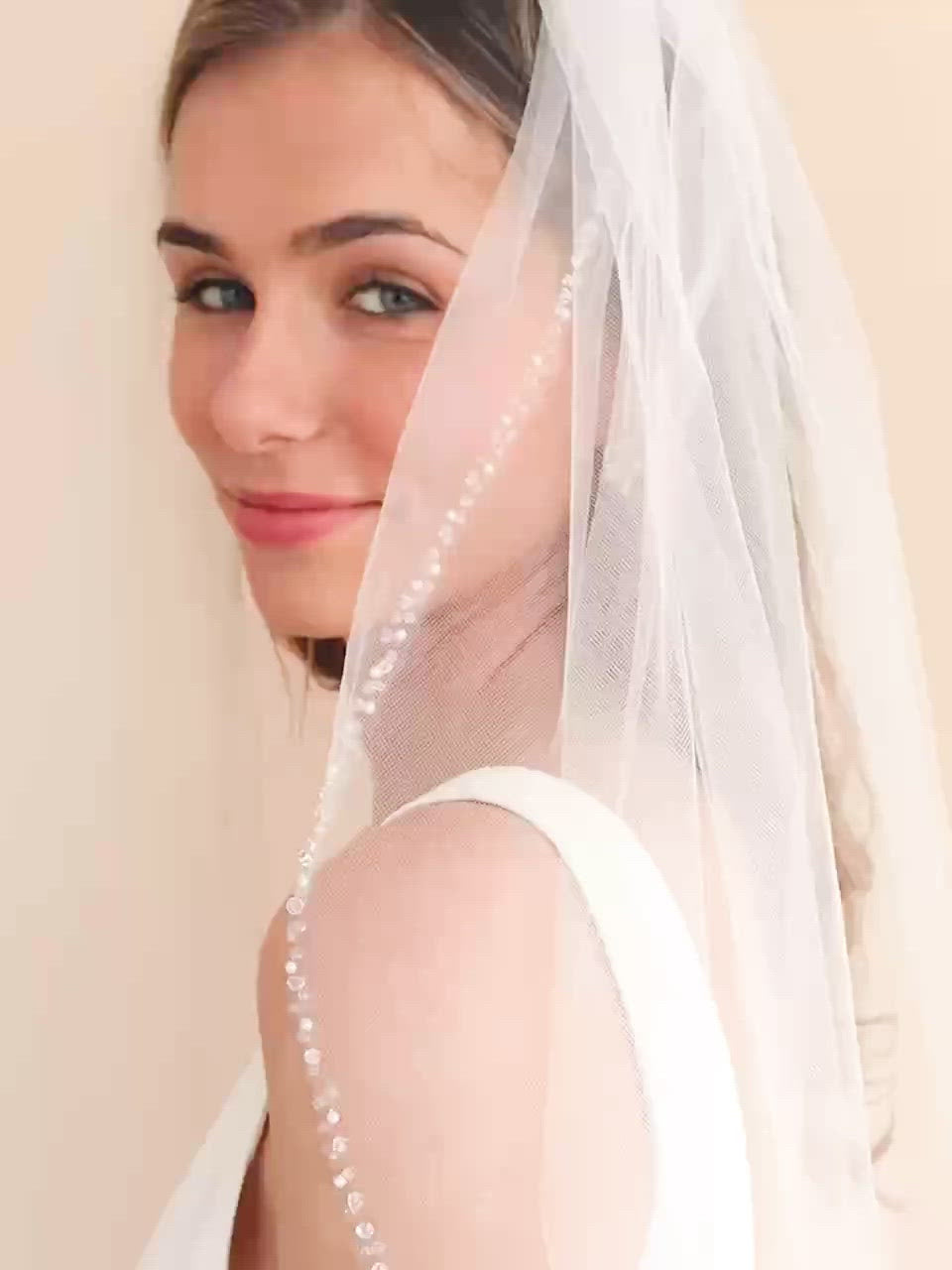 Drop Veil with Crystal Beaded Headband - Your Wedding Veil Store
