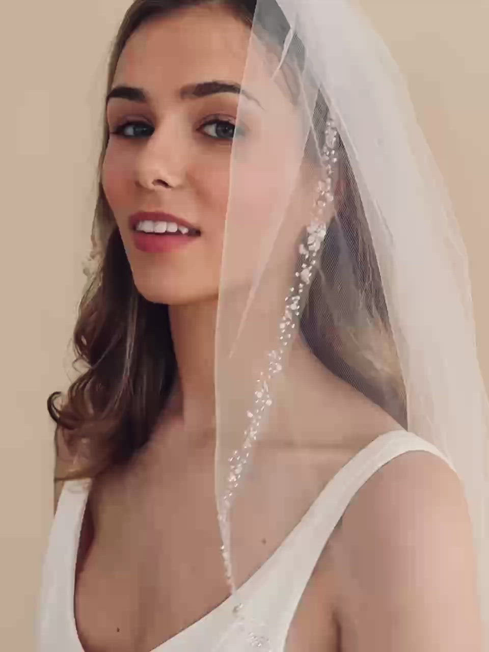 Erma Simple Cut Edge Wedding Veil - Shop Bridal Veils | Dareth Colburn Cathedral - 108 Inches / White