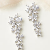 CZ Floral Drop Earrings