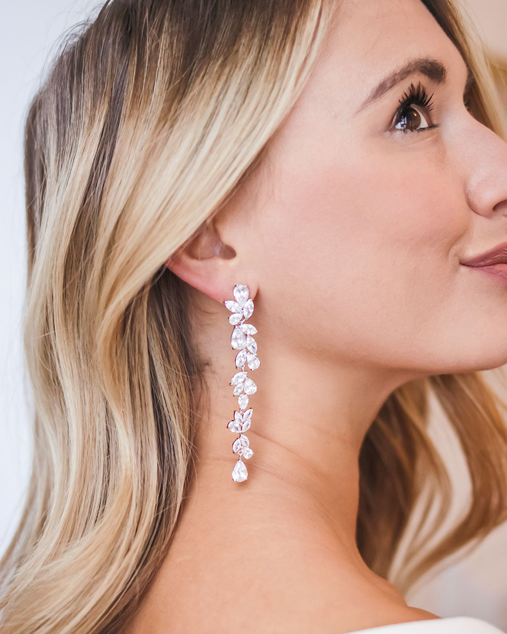 CZ Long Dangle Earrings