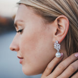 CZ Pearl Wedding Earrings