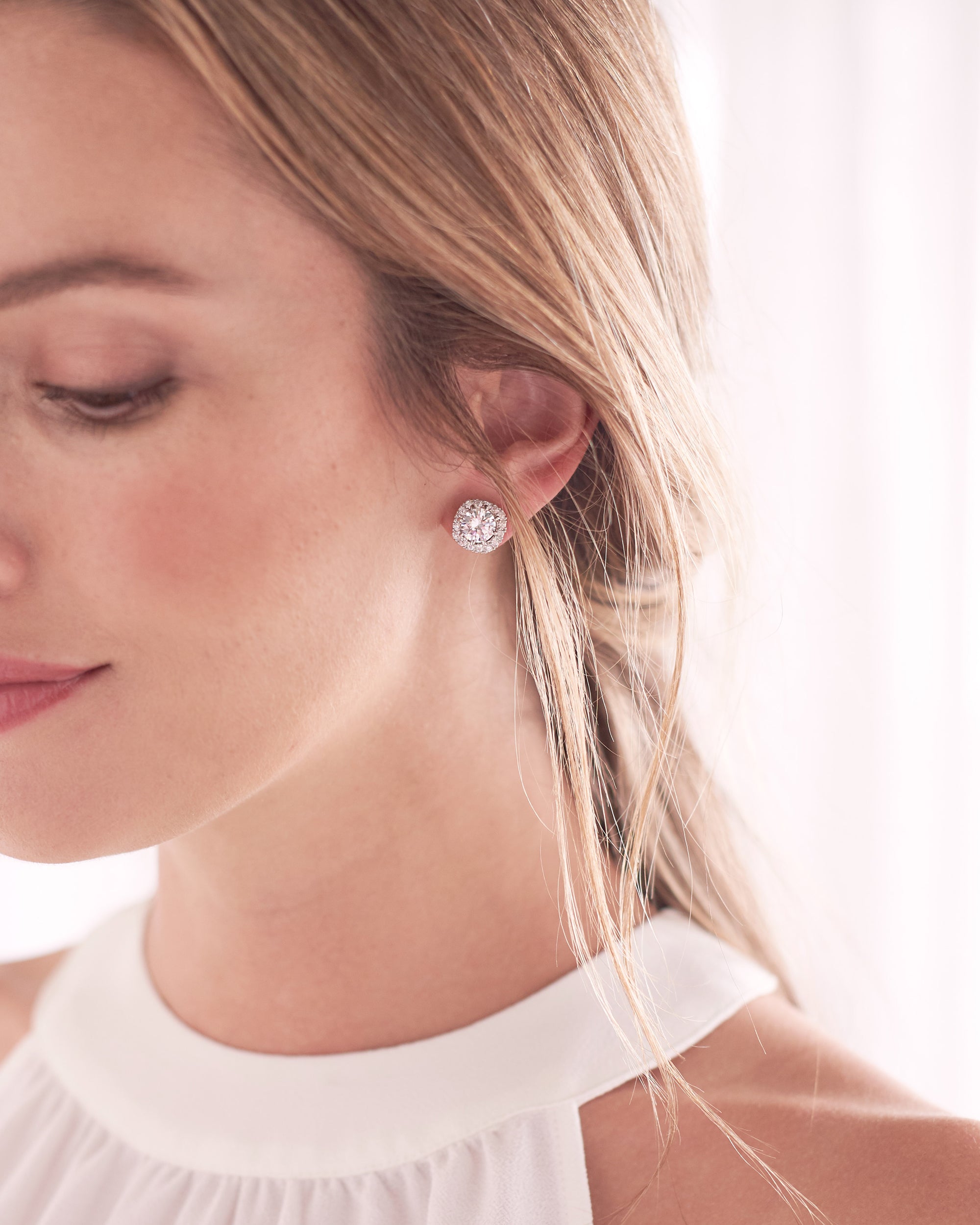 Halo Stud CZ Earrings