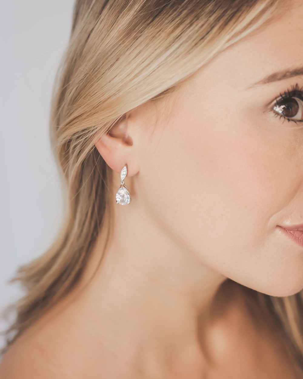 Small CZ Earrings Bride
