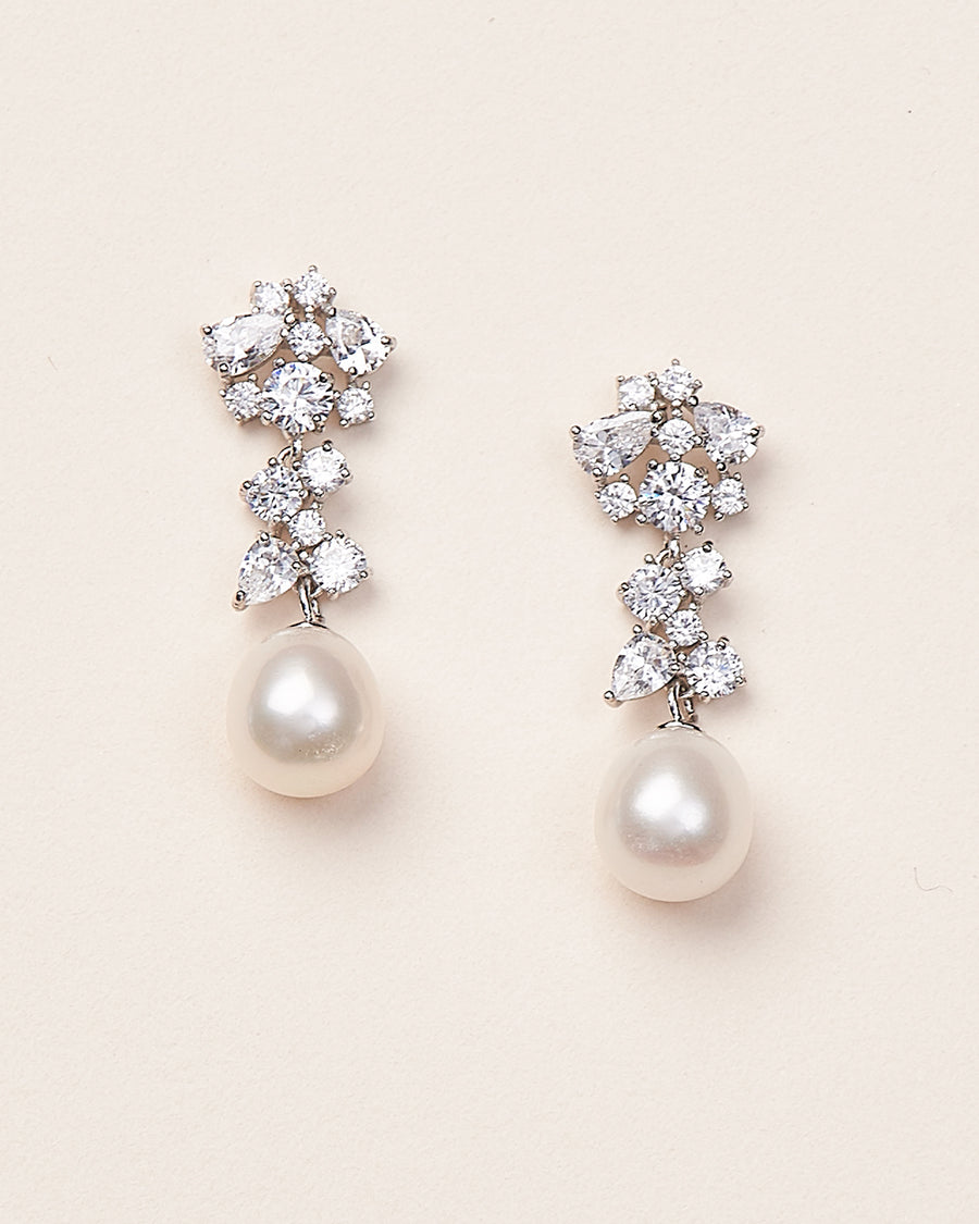 Silvia Pearl & CZ Earrings - Shop Wedding Earrings | Dareth Colburn