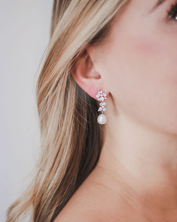 Wedding Dangle Earrings Pearl 