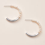 Silver Hoop earrings Pearls
