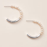 Silver Hoop earrings Pearls