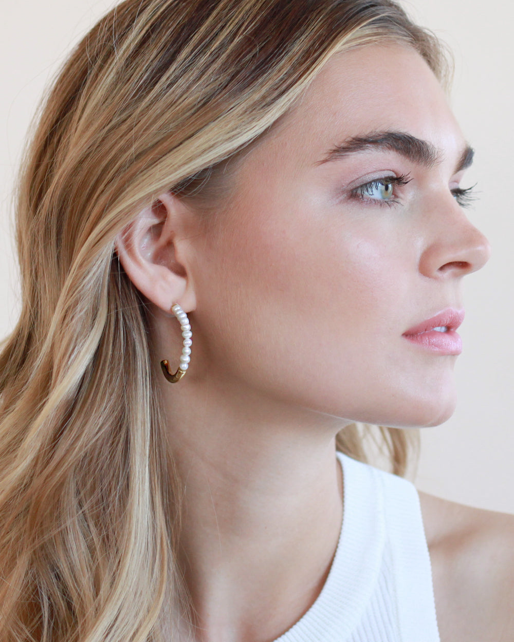 Pearl Hoop Earrings 