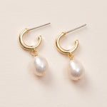 Gold Hoop Earrings with Pearl