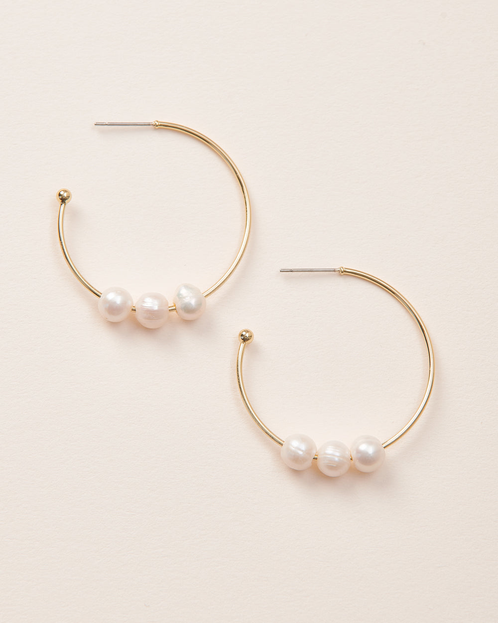 Gold Pearl Hoops