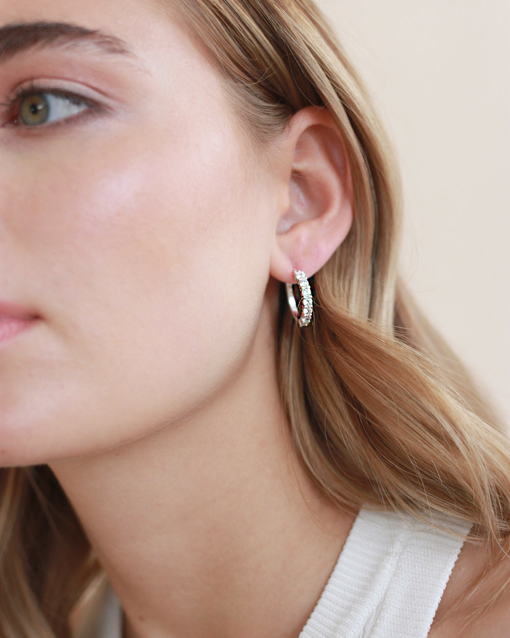 Silver Hoop Earrings with CZ