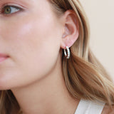 Silver Hoop Earrings with CZ