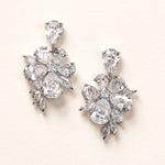 CZ Floral Silver Wedding Earrings
