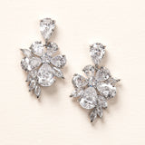 CZ Floral Silver Wedding Earrings