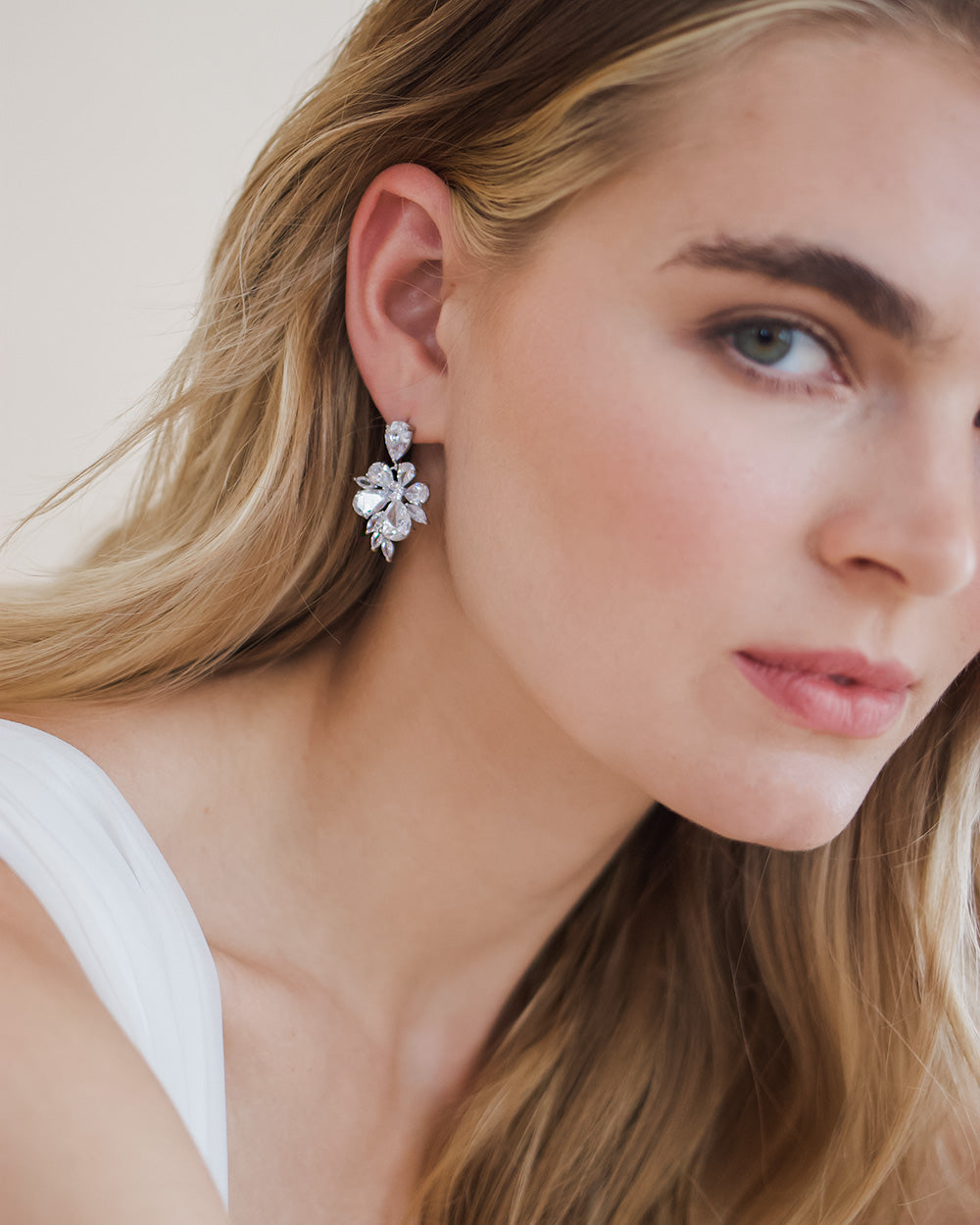 Cubic Zirconia Silver Bridal Earrings