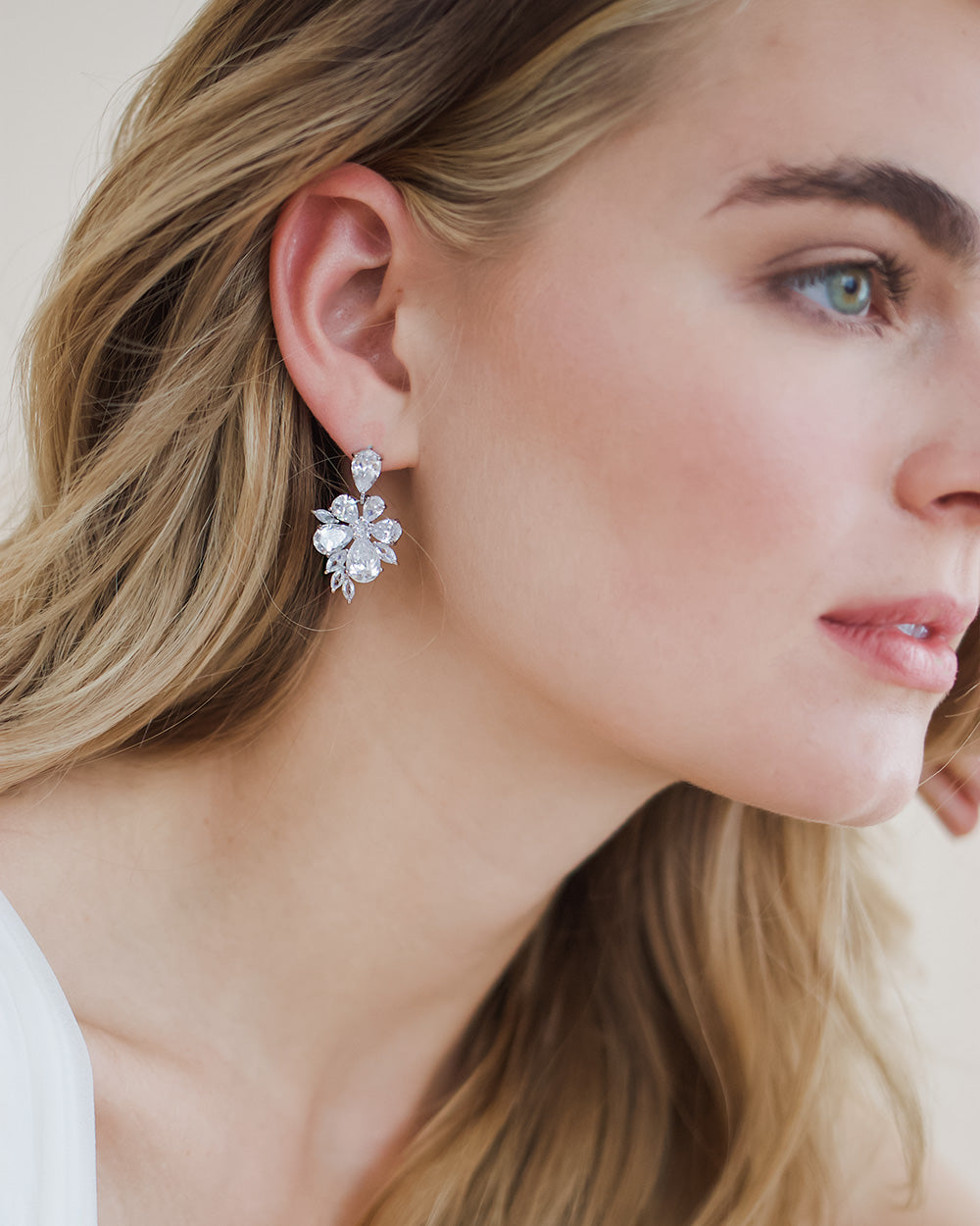 CZ Silver Bridal Earrings