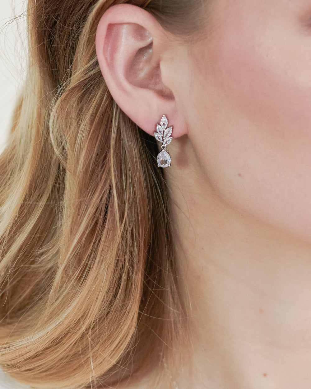 Floral CZ Dangle Earrings