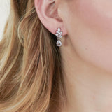 Floral CZ Dangle Earrings
