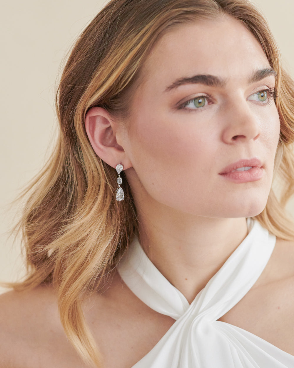 Silver CZ Dangle Earrings