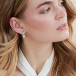 Silver CZ Pearl Earrings
