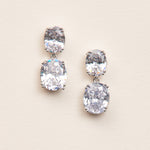 silver cubic zirconia dangle earrings for bride