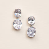 silver cubic zirconia dangle earrings for bride