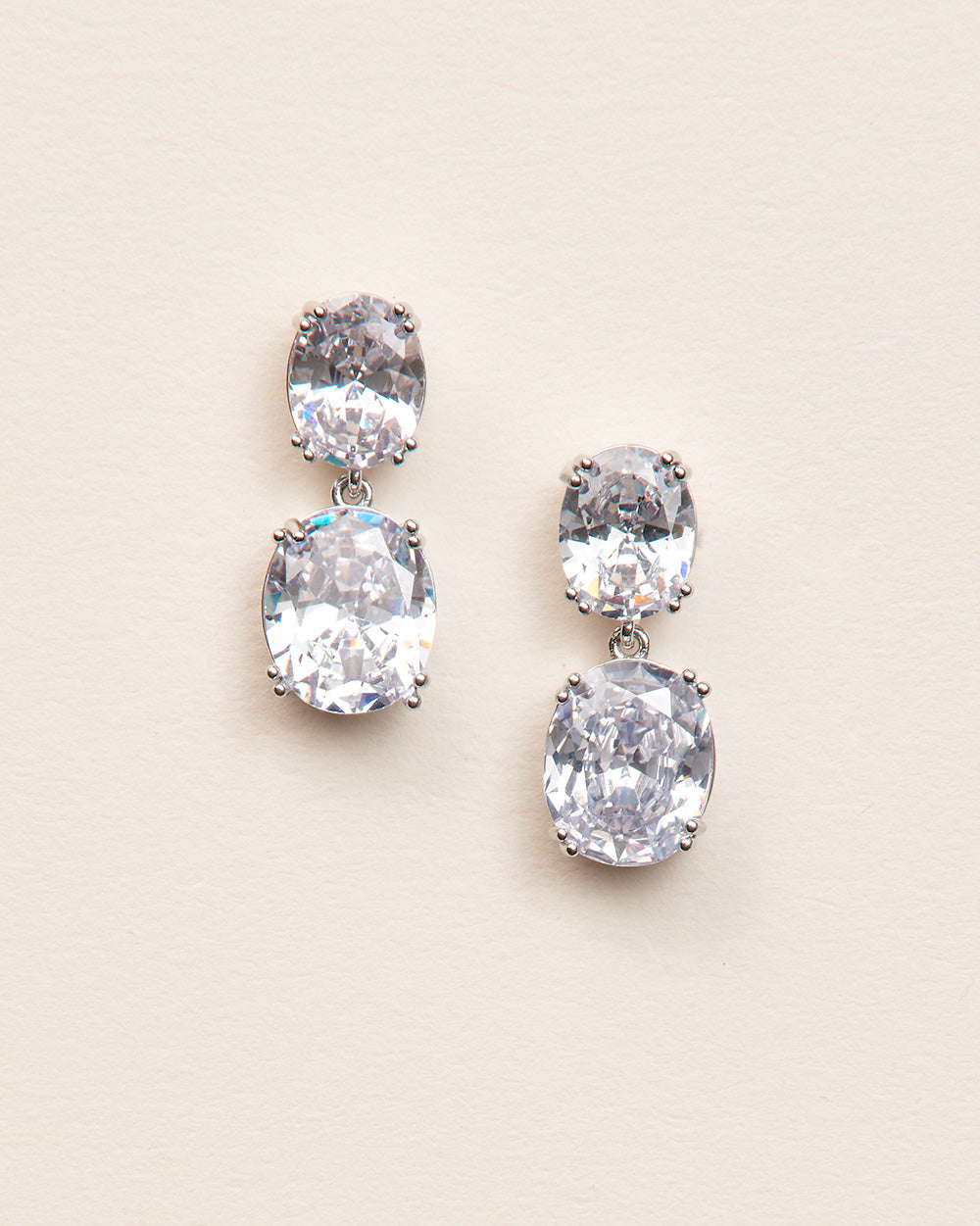 silver cubic zirconia dangle earrings for bride