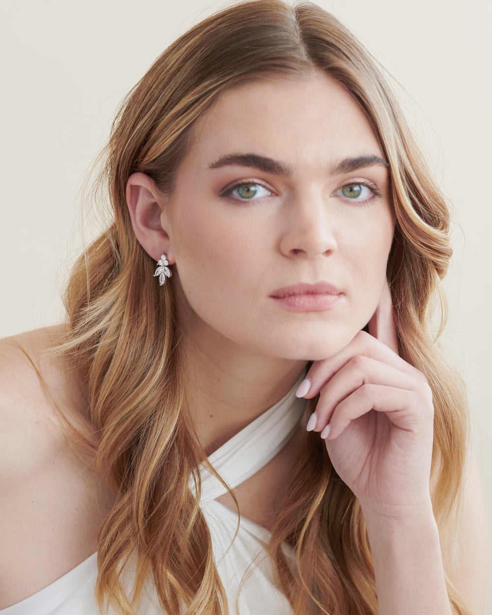 Floral Bridal Stud CZ Earrings