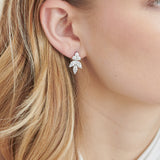 Silver CZ Floral Wedding Earrings Studs