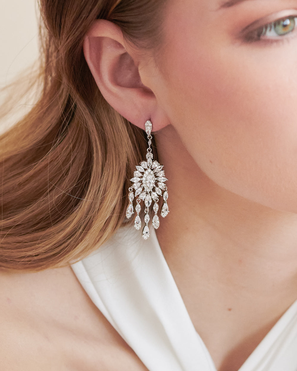 SILVER DIAMOND CRYSTAL BLUE STONE LONG EARRINGS - Buy Online Jewellery &  Women Clothes From Navyara