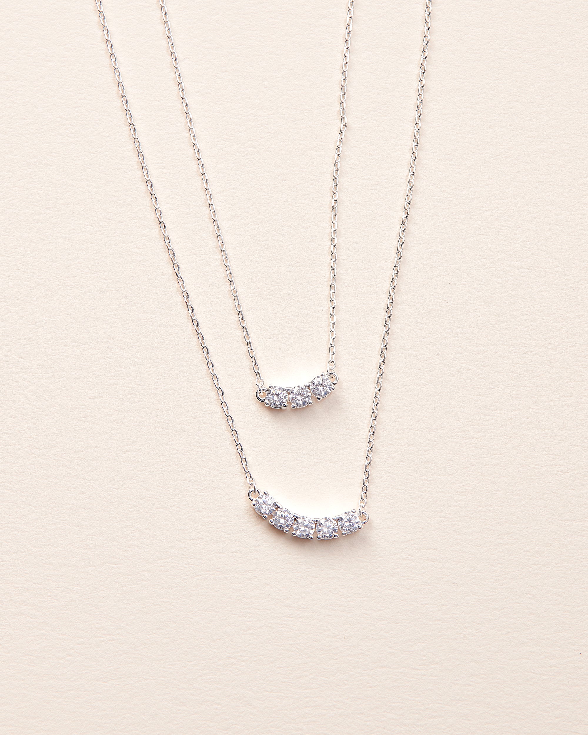 Silver double layer necklace
