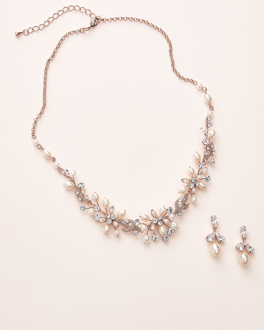 Necklace Set for Brides in Rose Gold,With Matching Earrings & Bracelet –  PoetryDesigns